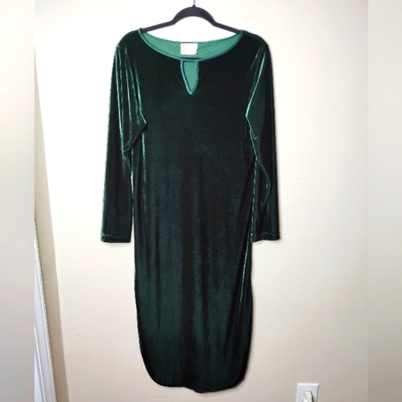 VTG California Dynasty Velour Lounge Dress/Nightgown Emerald Green Size M - Picture 3 of 7